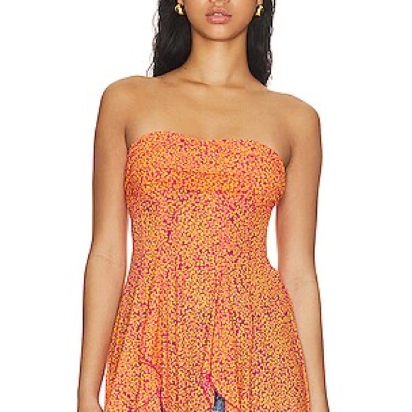 Free People Heartbeats Tube Top in Hot Pink Combo - Picture 1 of 4